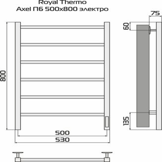 Полотенцесушитель Royal Thermo Axel П6 500х800 электро (встроен. диммер) стальной