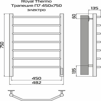 Полотенцесушитель Royal Thermo Трапеция П7 450х750 электро (встроен диммер)