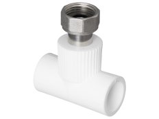 Тройник TEBO бел. PP-R с накидной гайкой 20х1/2"(мет. штуцер) (25/150), арт. 030040701