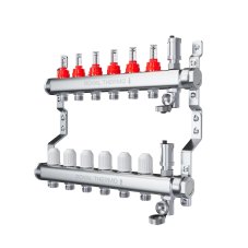 Коллектор Royal Thermo нерж. в сборе с расходомерами 1" ВР-3/4" НР с автомат.воздухоотвод-ми 10 вых.