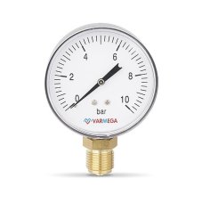 Манометр VARMEGA радиальный 80 мм, 10 бар, 1/2", VMMT10-801004