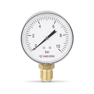 Манометр VARMEGA радиальный 80 мм, 10 бар, 1/2&quot;, VMMT10-801004