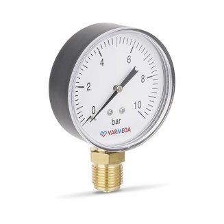 Манометр VARMEGA радиальный 80 мм, 10 бар, 1/2&quot;, VMMT10-801004