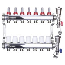 Группа коллект. ALTSTREAM с расходомерами, дренаж. краном и воздухоотвод., нерж. сталь 1"х 7х3/4"