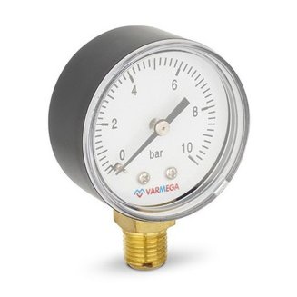 Манометр VARMEGA радиальный 50 мм, 10 бар, 1/4&quot;, VMMT10-501002