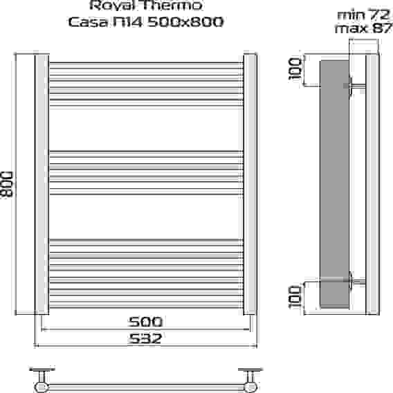 Полотенцесушитель Royal Thermo Casa П14 500х800 черный