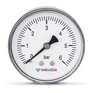 Манометр VARMEGA аксиальный 63 мм, 6 бар, 1/4&quot;, VMMT08-630602