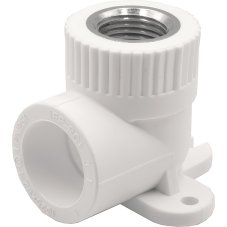 Угольник THERMOLIGHT комбинированный PP-R ВР с креплением 25х1/2" белый (10/100)