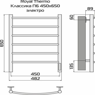 Полотенцесушитель Royal Thermo Классика П6 450х650 электро (встроен. диммер)