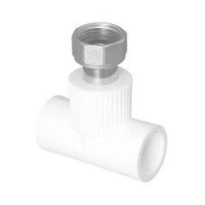 Тройник TEBO бел. PP-R с накидной гайкой 20х3/4" (мет. штуцер) (20/80), арт. 030040702