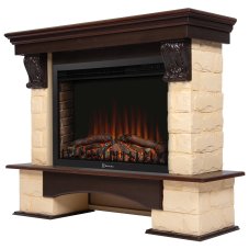 Портал Firelight Forte 30S камень бежевый, шпон темный дуб