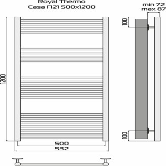 Полотенцесушитель Royal Thermo Casa П21 500х1200 стальной