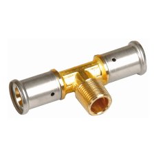 Тройник HENCO НР латунь пресс, 20x1/2"x20