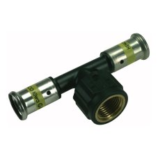 Тройник HENCO ВР c черной заглушкой BP04 1/2", ПВДФ пресс (газ), 20x1/2"x20