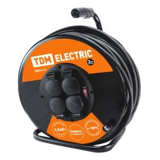 Удлинитель силовой TDM ELECTRIC УХз16-004 (метал. катушка, 4 места, 30м, 3х1,5)