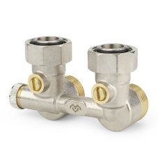 Узел нижнего подключения VARMEGA, 3/4"EKх3/4"EK НР-ВР, угловой, для однотрубных систем, VM13801