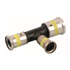 Тройник HENCO переходный уменьшенный с двух сторон, ПВДФ пресс (газ), 26x26x16