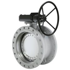 Затвор поворотно-дисковый LD Ду400 Ру16, фланцевый, 3-х эксцентриковый, с редуктором R, сталь