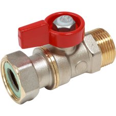 Кран шаровой Giacomini НР для котлов и счетчиков 3/4"M x 3/4" гайка - красн. рук., R254PX014