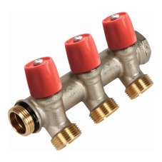 Коллектор HENCO VBS с красными вентилями, НР, 1" - 4xEK