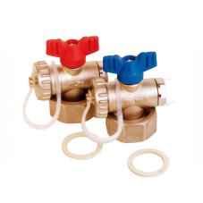 Комплект HENCO концевых элемент. с шаровым краном и воздухоотв., никел., 1"Fx1/2"x3/8", компл_2шт