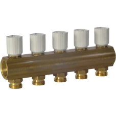 Коллектор Giacomini с термостатическими клапанами 1" x 18 /5, R553VY005