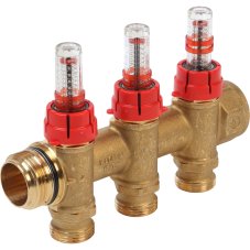 Коллектор сборный Giacomini с отсечными балансировочными клапанами и расх. 1" x 3/4"E /3, R583MY113