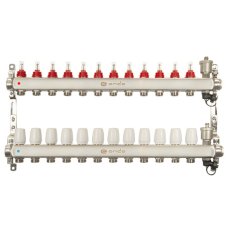 Группа коллекторная ONDO нерж сталь 12 вых. с автомат. воздухоотвод., расход. и термостат. клапанами