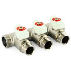 Коллектор Uni-Fitt НВ 3/4"х4 вых 1/2" 40 мм с кранами, никелированный