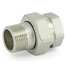 Соединение Uni-Fitt разъемное прямое НВ 1/2" с прокладкой O-RING, никелированная латунь