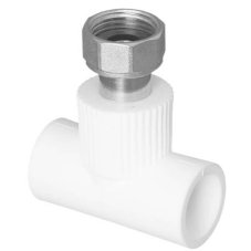 Тройник TEBO бел. PP-R с накидной гайкой 25х1" (мет. штуцер) (15/60), арт. 030040706