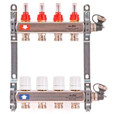 Группа коллекторная Uni-Fitt 1"х7 вых 3/4" с расходомерами и термостат. вентилями, нерж. сталь
