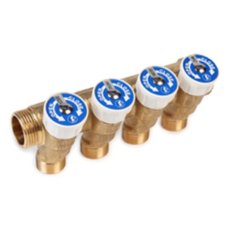 Коллектор сантехнический Giacomini с вентилями 3/4" x 16 /4, R585CY024