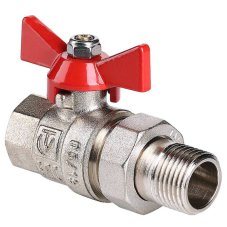 Кран шар. Valtec VT.227.N.04 BASE ВН 1/2" с американкой бабочка