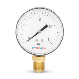 Манометр VARMEGA радиальный 80 мм, 16 бар, 1/2&quot;, VMMT10-801604