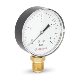 Манометр VARMEGA радиальный 80 мм, 16 бар, 1/2&quot;, VMMT10-801604