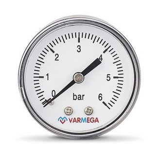 Манометр VARMEGA аксиальный 50 мм, 6 бар, 1/4&quot;, VMMT08-500602