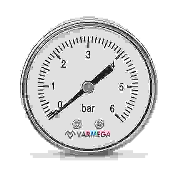 Манометр VARMEGA аксиальный 50 мм, 6 бар, 1/4", VMMT08-500602
