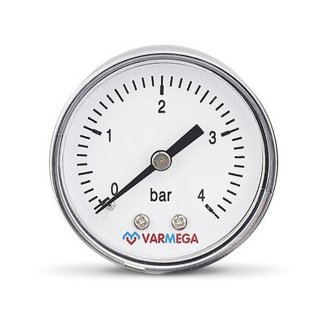 Манометр VARMEGA аксиальный 50 мм, 4 бар, 1/4&quot;, VMMT08-500402