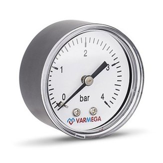 Манометр VARMEGA аксиальный 50 мм, 4 бар, 1/4&quot;, VMMT08-500402