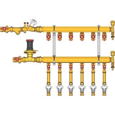 Узел коллекторный Giacomini отопления этажный, подкл. тип B3 1" x 1/2" / 6 (DN40), GE553Y646