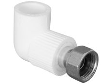 Угольник TEBO бел. PP-R 90 град. с накидной гайкой 20х1/2" (25/200), арт. 030031001