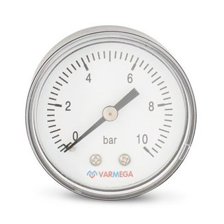 Манометр VARMEGA аксиальный 50 мм, 10 бар, 1/4&quot;, VMMT08-501002