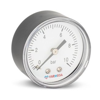 Манометр VARMEGA аксиальный 50 мм, 10 бар, 1/4&quot;, VMMT08-501002