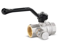 Кран шаровой латунный LD Pride 44.15.В-В.С.Р Ду15 Ру40 с дренажем и воздухоотводчиком, вн-вн (рычаг)