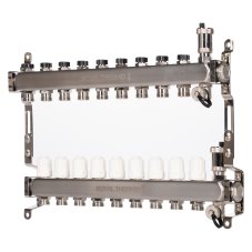 Коллектор Royal Thermo нерж. в сборе универсальный 1" ВР-3/4" НР с автомат. воздухоотвод-ми 9 вых.