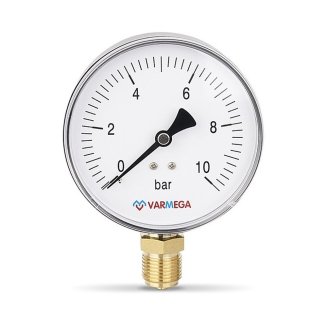 Манометр VARMEGA радиальный 100 мм, 10 бар, 1/2&quot;, VMMT10-101004