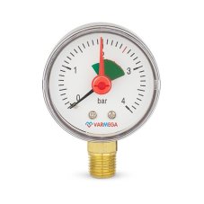 Манометр VARMEGA радиальный 50 мм, 4 бар, 1/4", с указателем предела, VMMT11-500402