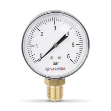 Манометр VARMEGA радиальный 80 мм, 6 бар, 1/2", VMMT10-800604