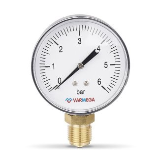 Манометр VARMEGA радиальный 80 мм, 6 бар, 1/2&quot;, VMMT10-800604